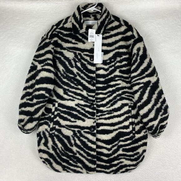 IRO Black and White Zebra Print Coat - Picture 1 of 16